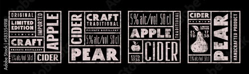 Set of template square label for apple and pear cider