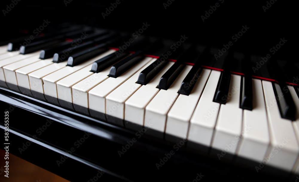Black and white piano keys. Musical instrument