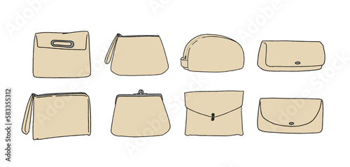 ベージュのクラッチバッグのイラストセット