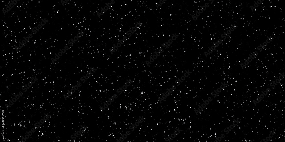 Flying dust particles on a black background. Starry nigh sky galaxy space background.