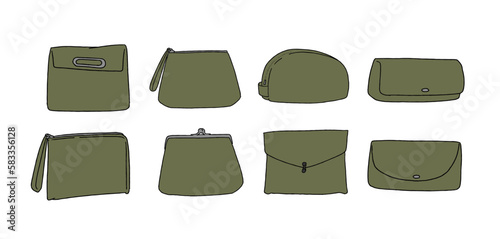 オリーブのクラッチバッグのイラストセット