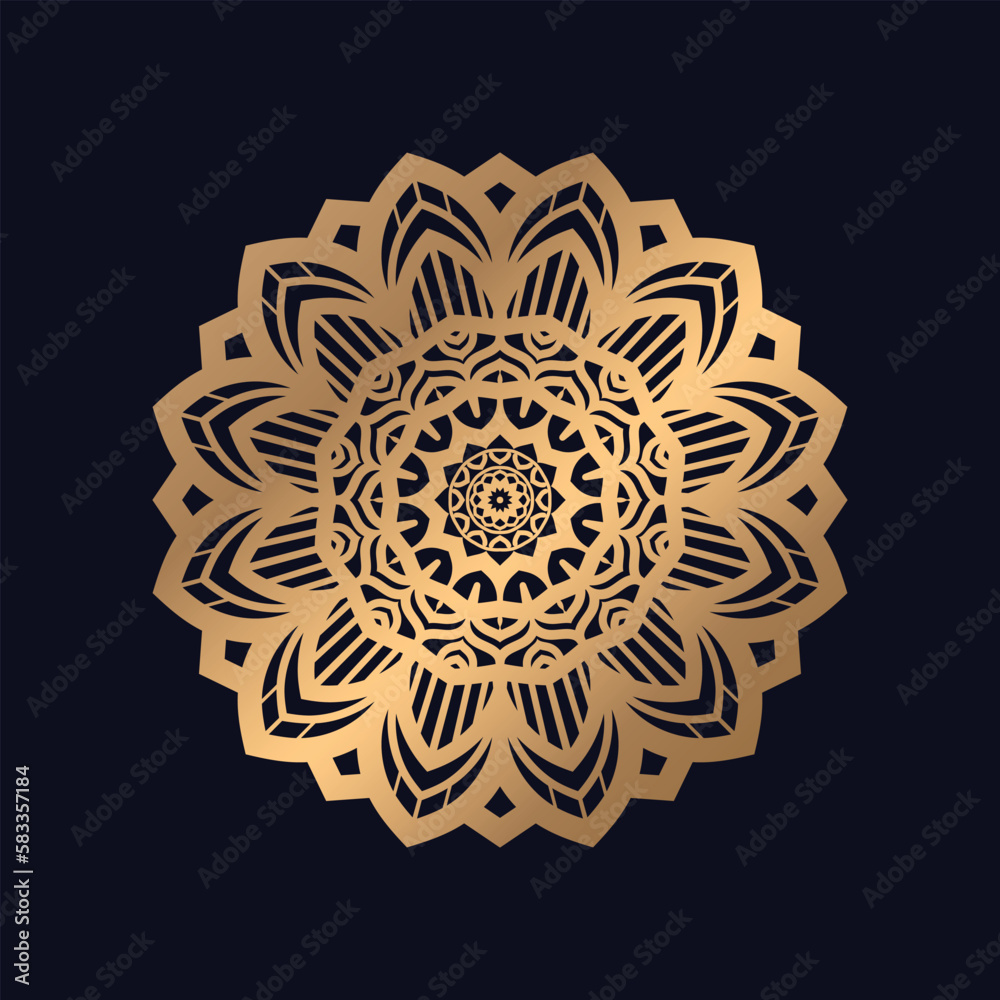 Golden Gradient Mandala Background Vector Design