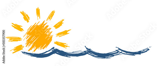 Sun and Blue Wave Symbol.