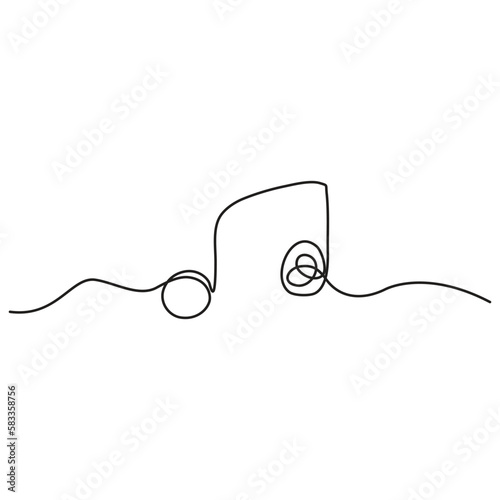 Musical notes outline. Vector drawing. White background. 