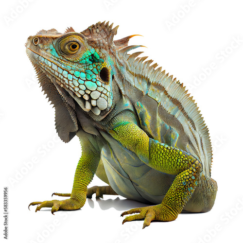 Strange pet concept. beautiful iguana on a transparent background. generative AI