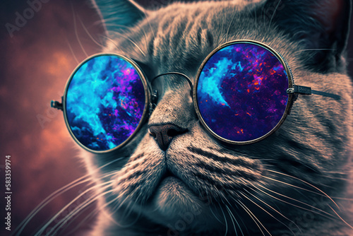 A cat with sunglasass  with Generative AI technology