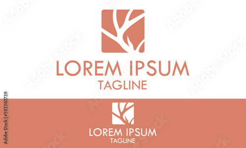 Brown Color Vintage Deer Horn Logo Design