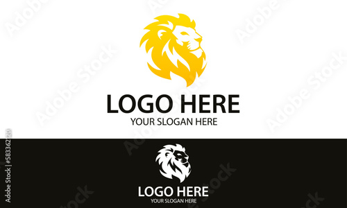 Yellow Luxury Color Clam Lion Head Logo Design 