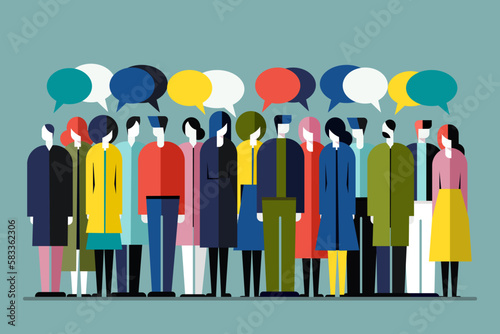 Illustration of diversity of people  expressing their opinion