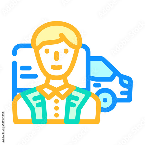 fleet maintenance manager repair worker color icon vector illustration