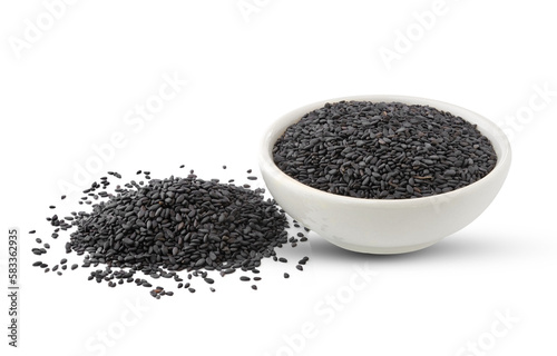 sesame in bowl isolated on transparent png