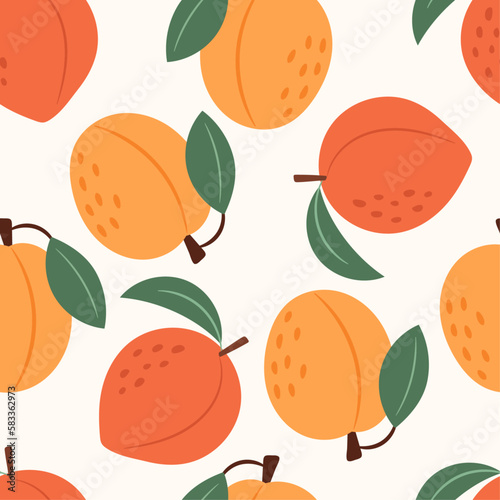 Seamless pattern with apricots and peaches