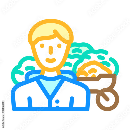 property caretaker repair worker color icon vector illustration