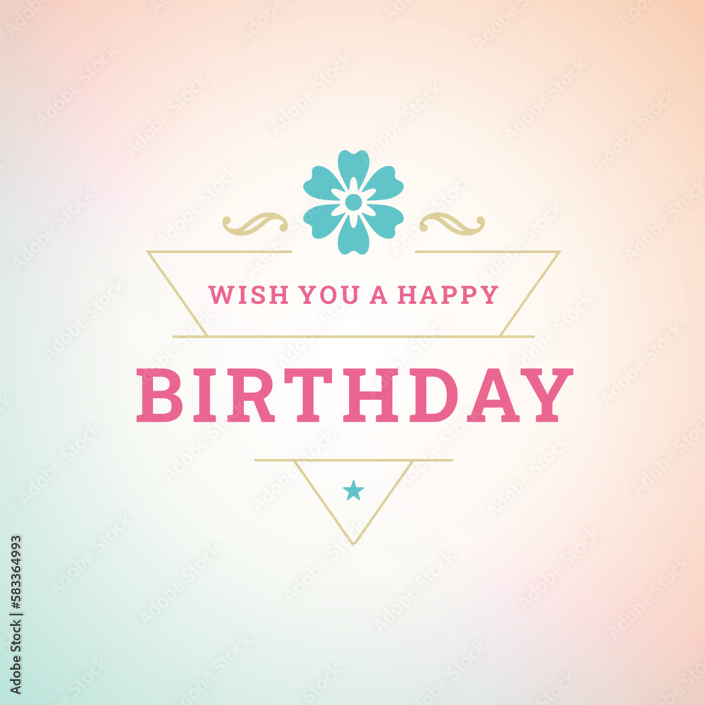 Birthday congrats flower ornate vintage greeting card typographic template vector illustration