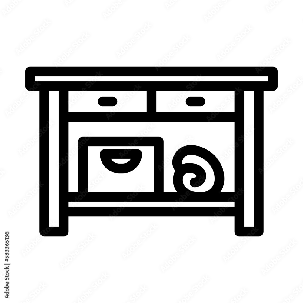 table bathroom interior line icon vector illustration table bathroom interior line icon vector illustration