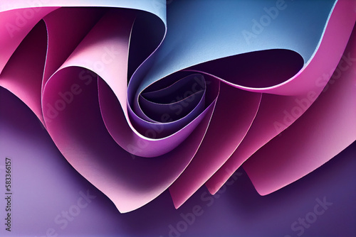 Paper curls in pink, blue and violet tones - wallpaper background