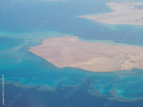 Coast of the Red Sea of Egypt. View from the airplane window. © schankz