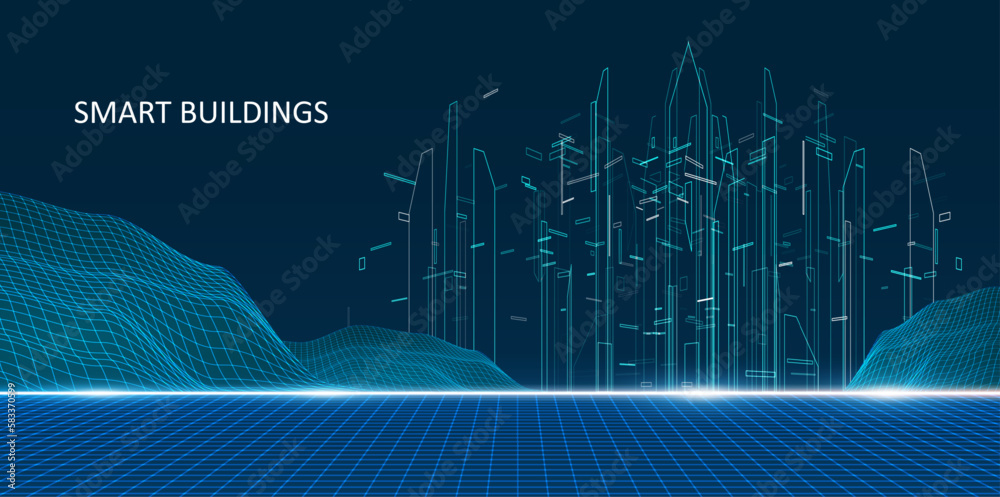 Obraz premium Future city skyline illustration.