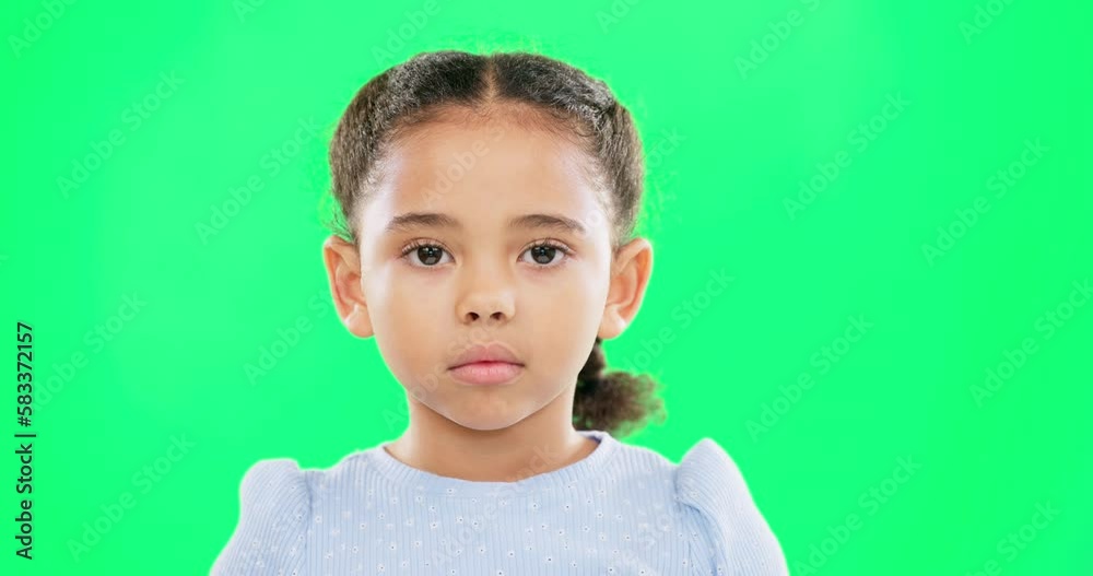 Eyebrow raise, green screen and child face of a young girl with a funny, meme and emoji expression. Comic, kid and humor of a little kid with isolated studio background with youth comedy and alone Eyebrow raise, green screen and child face of a young girl with a funny, meme and emoji expression. Comic, kid and humor of a little kid with isolated studio background with youth comedy and alone