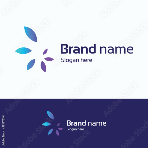 Brand name logo. Leaf spiral transformation logo template. Abstract nature ecology sign.