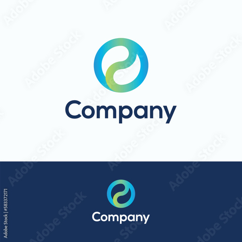 Company logo. Letter yin yang logo template. Drop liquid e a sign.