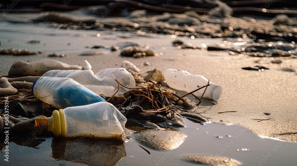 Obraz premium plastic pollution, generative ai