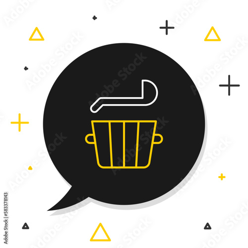 Line Sauna bucket and ladle icon isolated on white background. Colorful outline concept. Vector