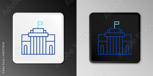 Line Prado museum icon isolated on grey background. Madrid, Spain. Colorful outline concept. Vector photo