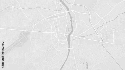 White and light grey Adana city area vector background map  roads and water illustration. Widescreen proportion  digital flat design.