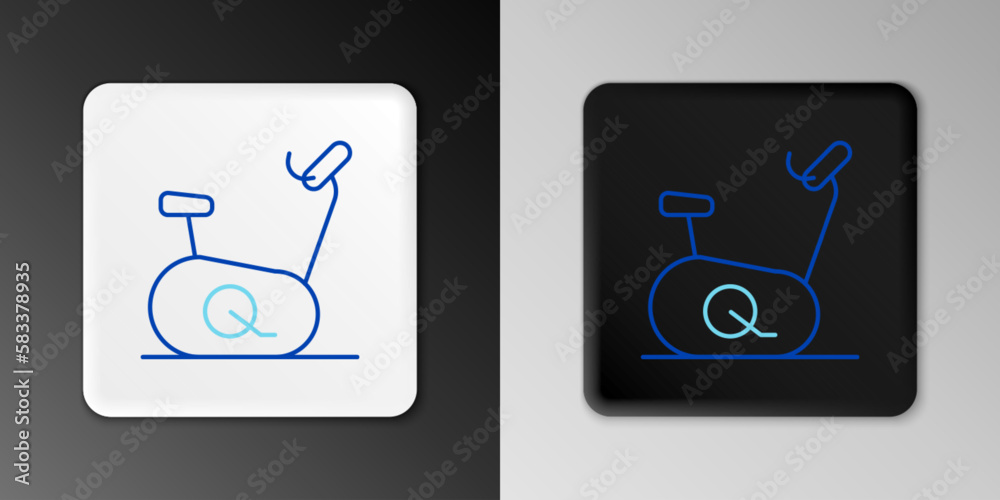 Line Stationary bicycle icon isolated on grey background. Exercise bike. Colorful outline concept. Vector Line Stationary bicycle icon isolated on grey background. Exercise bike. Colorful outline concept. Vector