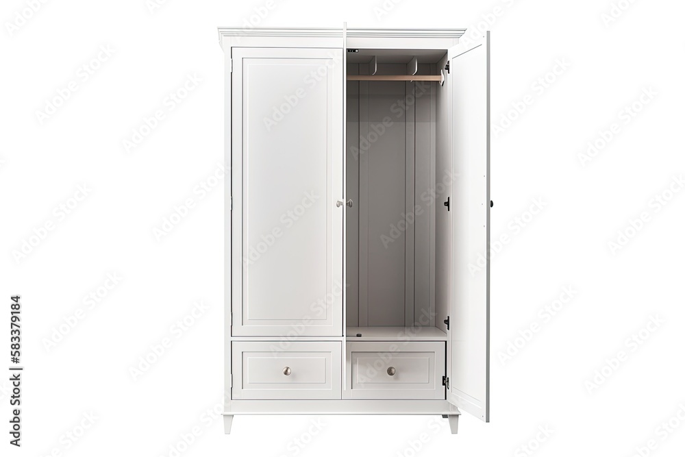 isolated wardrobe on a white background. Generative AI isolated wardrobe on a white background. Generative AI