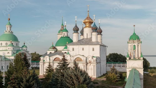View of the Church of the Savior in the Seny in Rostov Kremlin. Time-lapse.