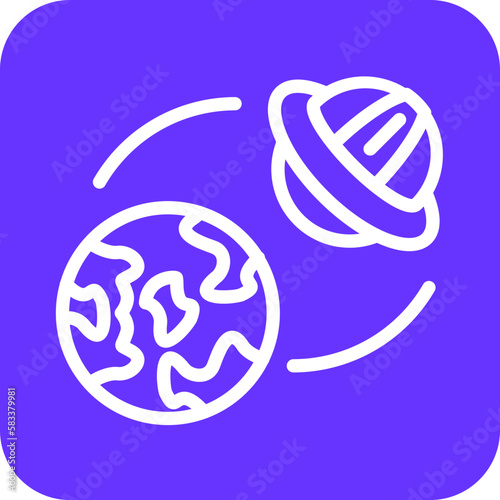 Vector Design UFO Earth Icon Style