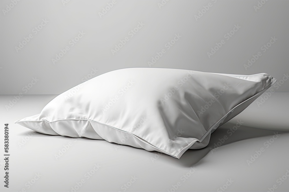 white bed for sleeping Pillow with Real Shadow on White Background. Comfortable Pillow. Generative AI white bed for sleeping Pillow with Real Shadow on White Background. Comfortable Pillow. Generative AI
