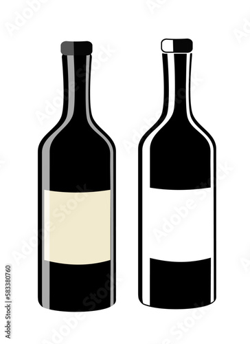 Wine bottle illustration. Wine bottle icon. Isolated sign on white background. Vector illustration.