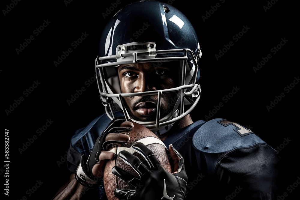 portrait of a american football player. AI generated illustration