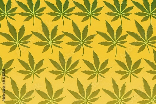 AI generated illustration. pattern of marijuana leaves, cannabis, cbd