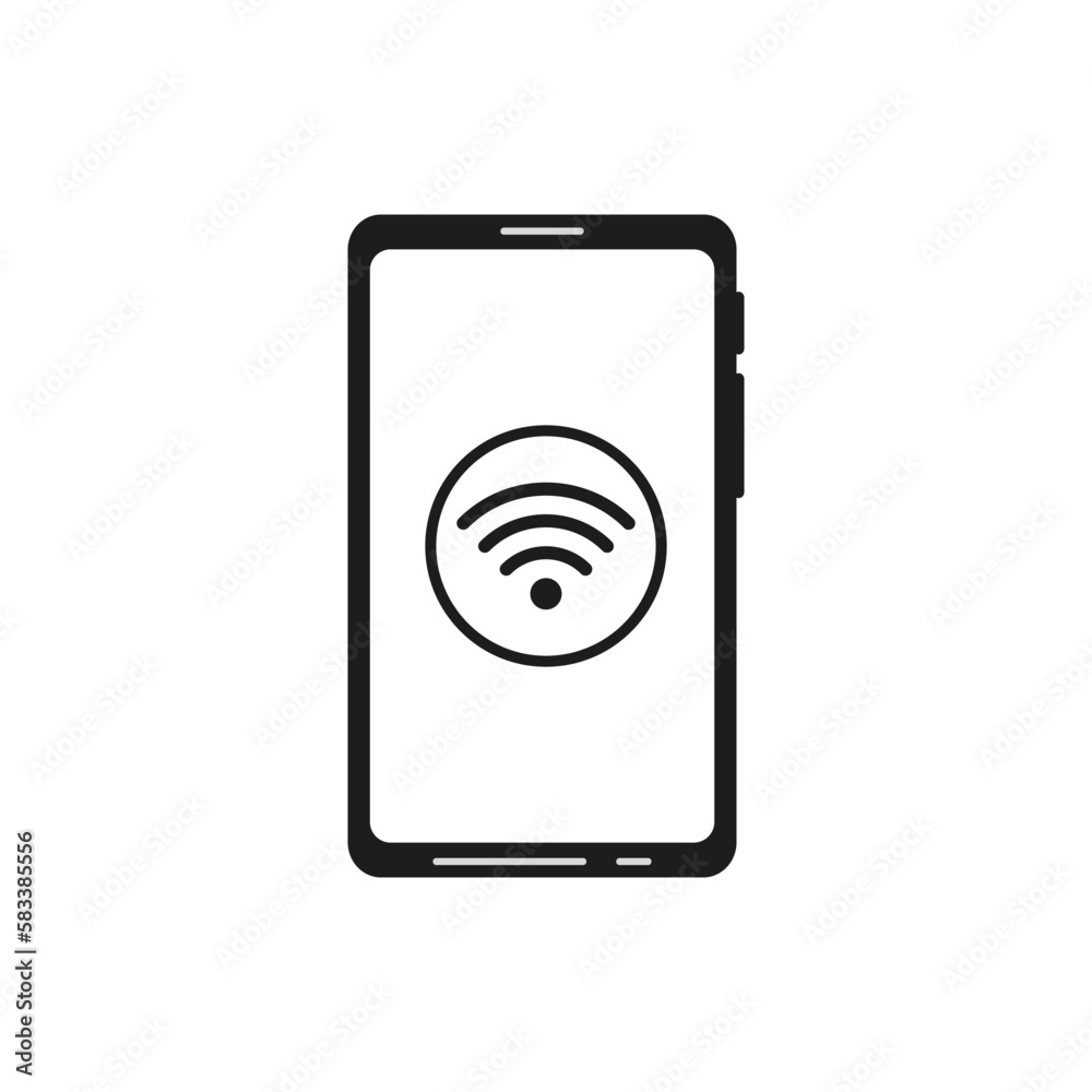Phone screen wifi icon. Smartphone mockup white screen. Vector illustration. Phone screen wifi icon. Smartphone mockup white screen. Vector illustration.