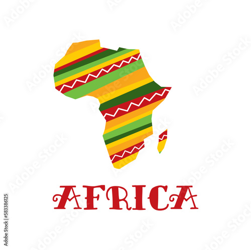 Africa map icon, African travel, culture and art or Safari tourism vector symbol. Africa continent map of tribal pattern for music festival, Africa day and savanna tours with stylized ornament map