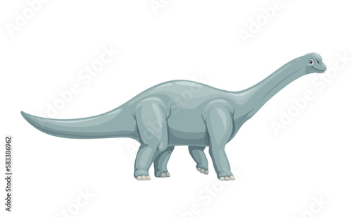 Cartoon haplocanthosaurus dinosaur character. Isolated vector ancient herbivorous animal. Extinct genus of intermediate sauropod with long neck and tail. Paleontology prehistoric science creature © Vector Tradition