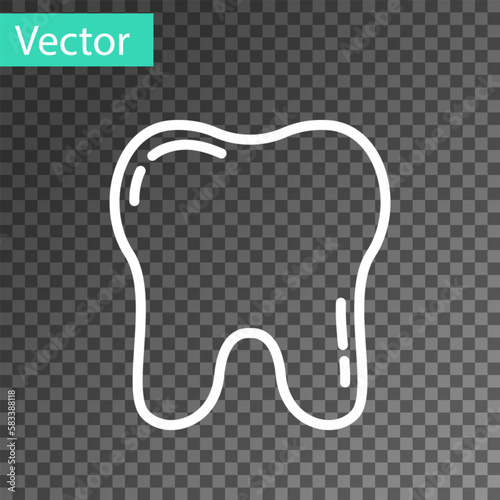 White line Tooth icon isolated on transparent background. Tooth symbol for dentistry clinic or dentist medical center and toothpaste package. Vector