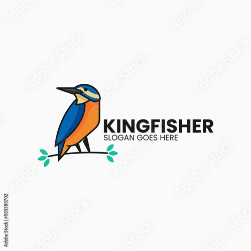 Vector Logo Illustration King Fisher Simple Mascot Style