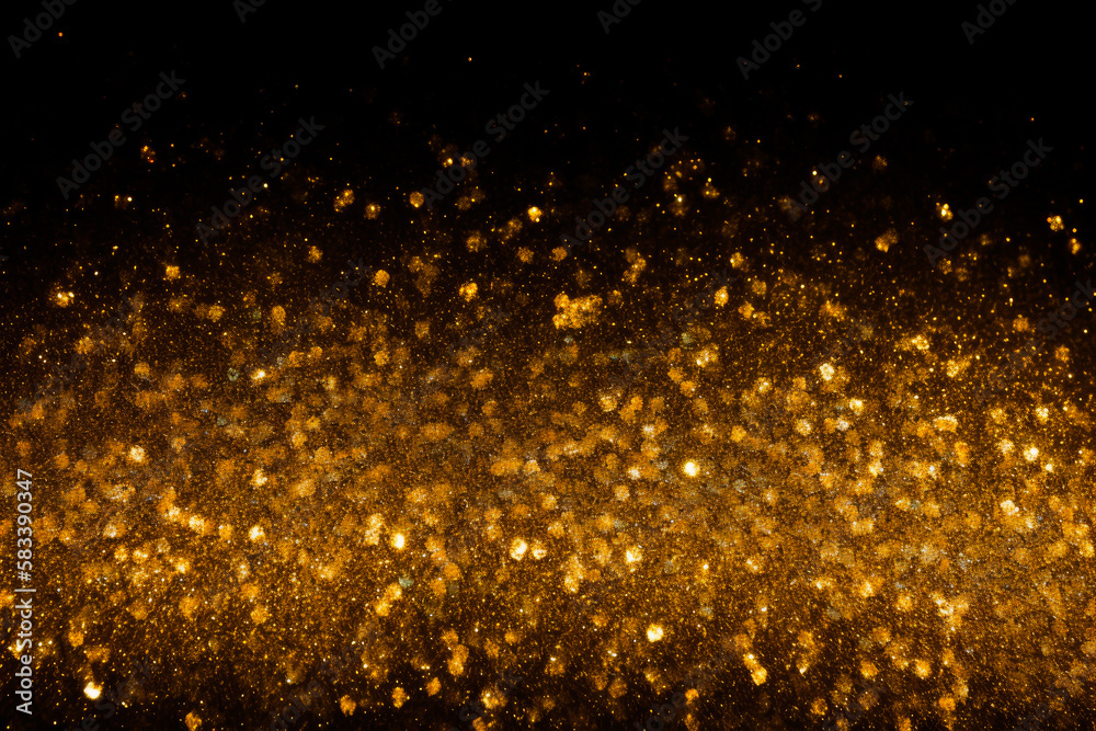 Shiny gold glitter luxury background. Glitter party background. Gold festive glitter pattern. Golden sparkle texture. Christmas background. Generative AI.
