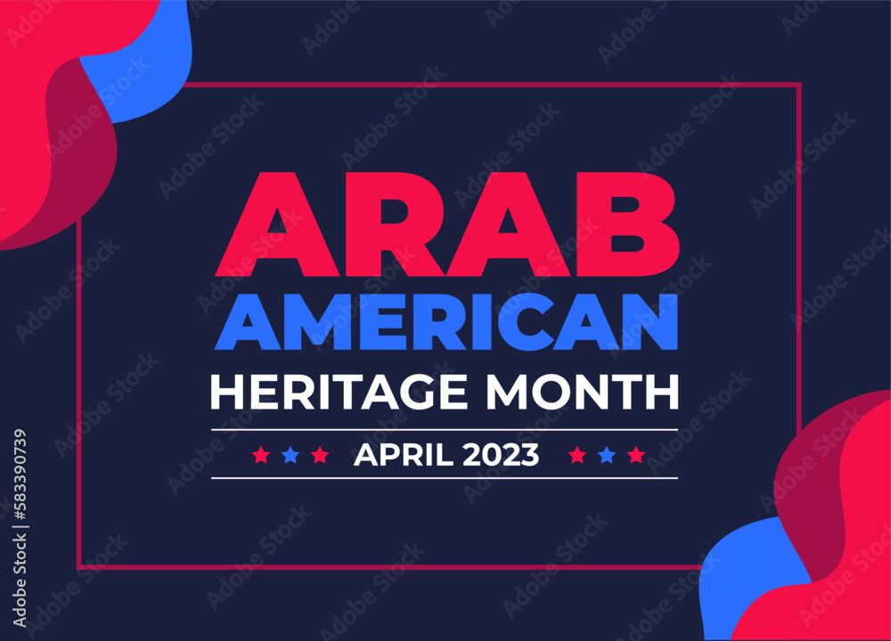 Fototapeta premium Arab American Heritage Month background or banner. Arab American Heritage Month social media banner or greeting card. Arab American Heritage Month celebrated in April USA by people of Arab origin.