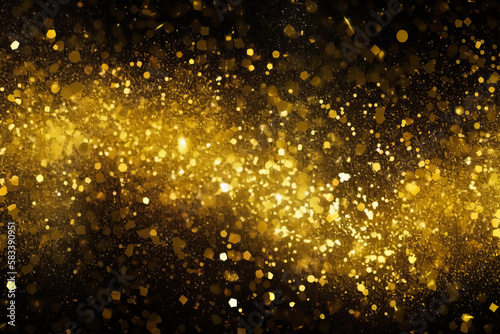 Shiny gold glitter luxury background. Glitter party background. Gold festive glitter pattern. Golden sparkle texture. Christmas background. Generative AI. © Sergie