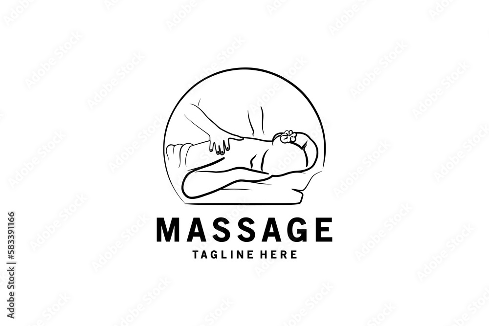 Basic RGBWoman health and beauty massage logo design with creative hand drawn concept Basic RGBWoman health and beauty massage logo design with creative hand drawn concept