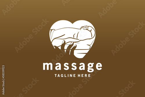 Massage logo design for women's health and beauty care with love concept