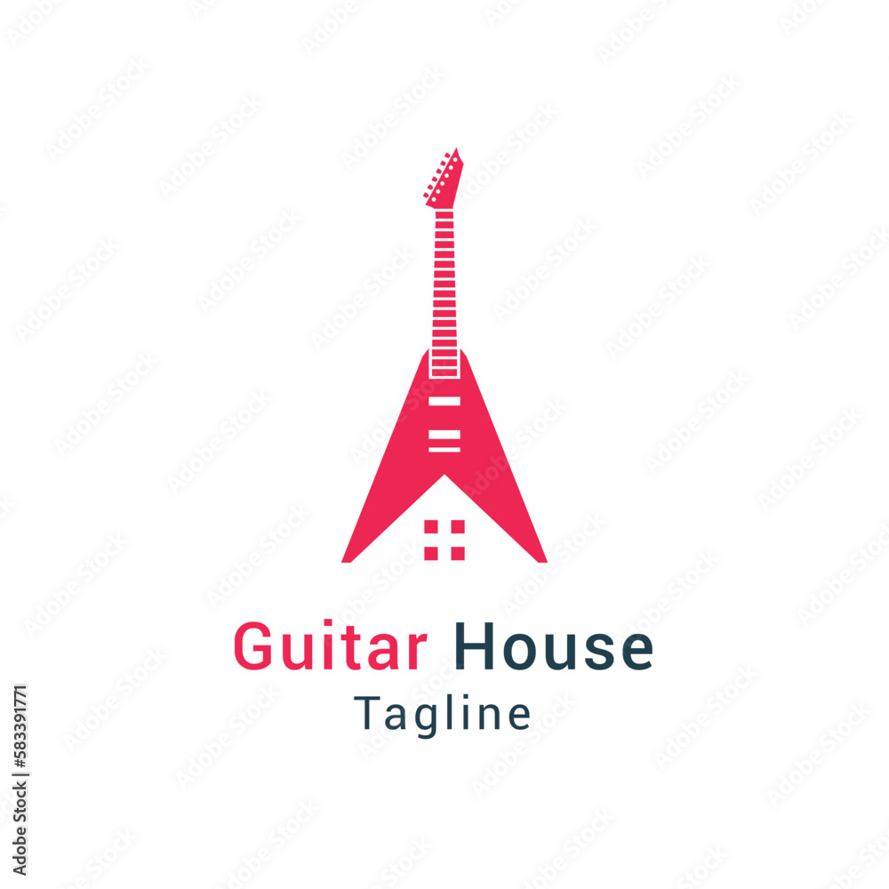 Electric guitar house logo design