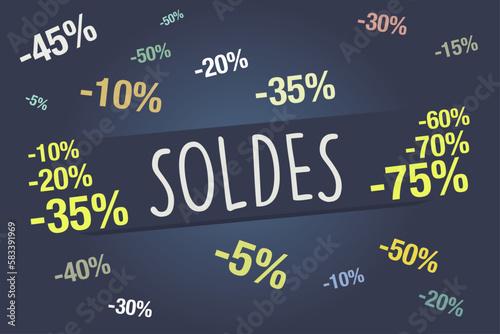 Soldes, Flat Design,  réduction, promotion, prix, personnalisables, ressources graphiques, mise en avant des soldes, prix, élégance, visuel modifiable
