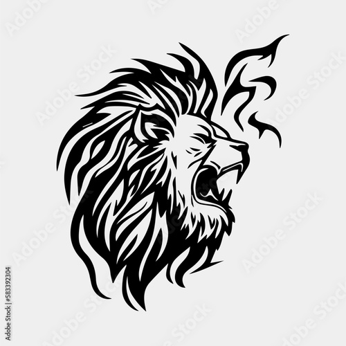 Lion Flame Fire Logo Sport Esport Mascot Design Vector